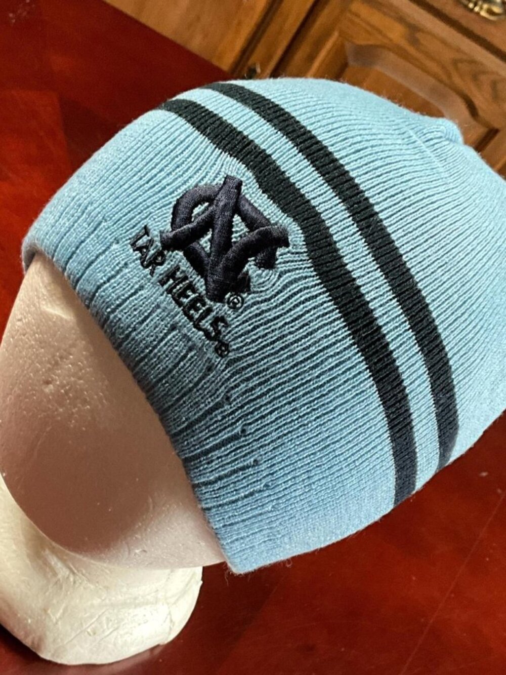 Y2K Youth Kids North Carolina Tar Heels NCAA Blue Embroidered Stripe Knit Beanie